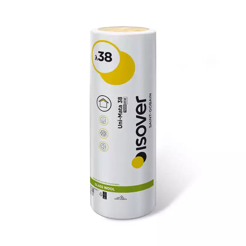 Isover Uni-Mata (wełna szklana) – mata w rolce do izolacji, λd 0,038 W/mK